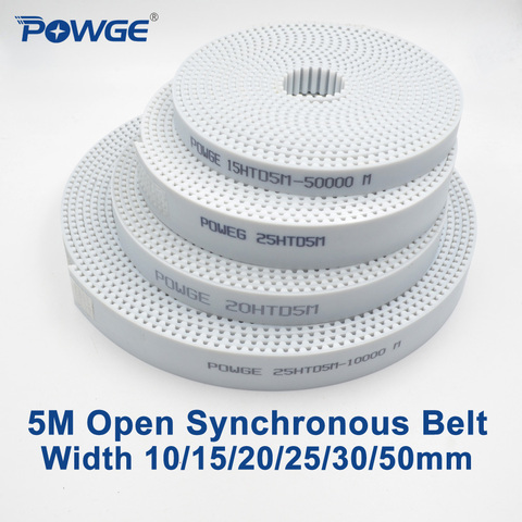 POWGE Arc Tooth PU White HTD 5M Open Timing belt Width 10/15/20/25/30/50mm Polyurethane steel 5M-20mm HTD5M Synchronous pulley ► Photo 1/6