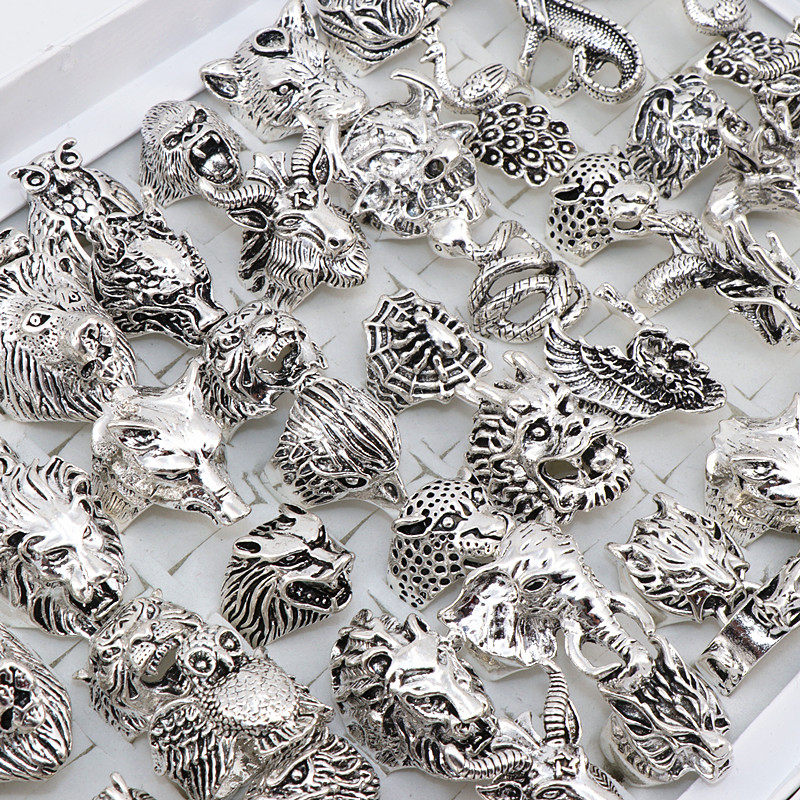 Wholesale 20pcs/lot Vintage Carved Flower Silver Plated Jewelry Rings For Women 