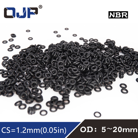 50PCS/lot Rubber Ring Black NBR Sealing O Ring CS:1.2mm OD5/6/8/10/12/13/14/15/16/17/18/19/20mm O-Ring Seal Gasket Oil Ring ► Photo 1/6
