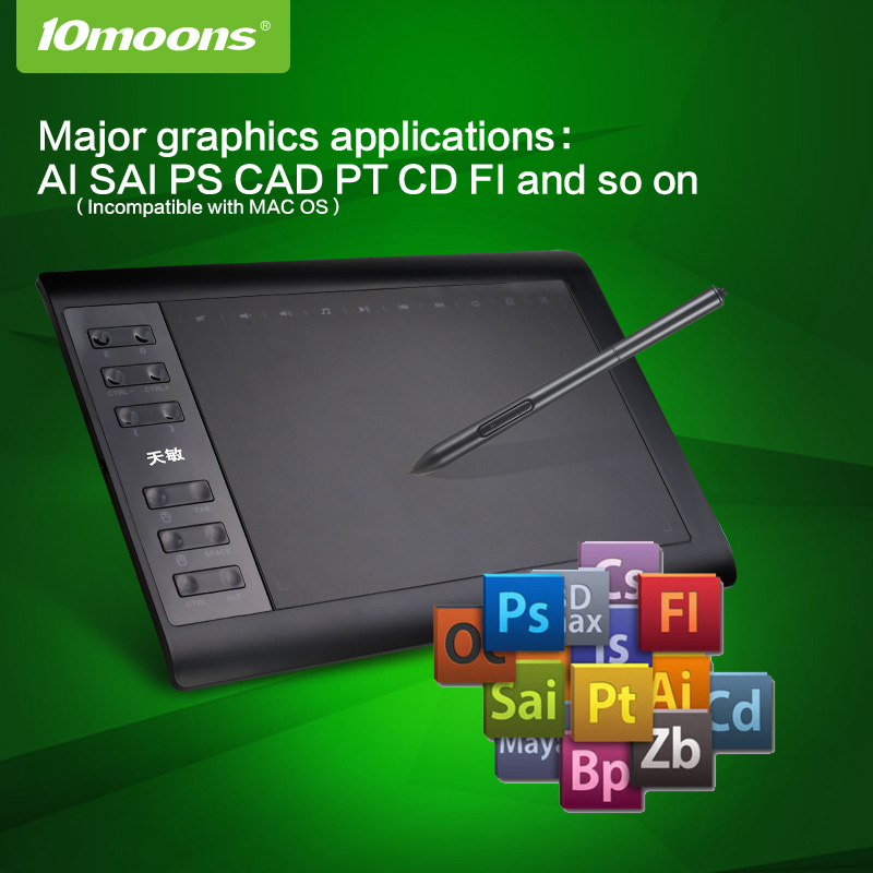 10x6 Inch 10moons 1060 Plus Graphic Tablet Artwork 10moons G10