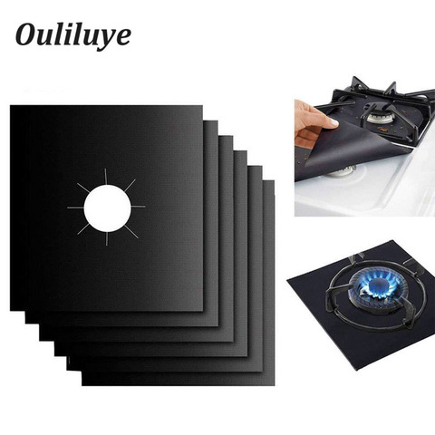 4PCS/Set Reusable Non-stick Self Adhesive Foil Cleaning Mat For Gas Stove Protectors Cover Sheeting Kitchen Gas Stove Accessorie ► Photo 1/6