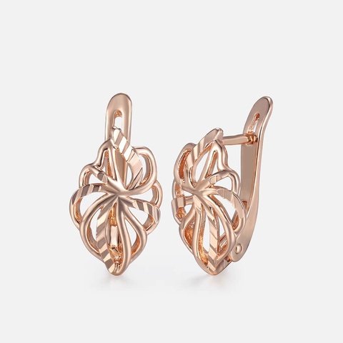 Cut Out Leaf Stud Earrings For Women Girls 585 Rose Gold Earrings Women's Hot Party Wedding Jewelry Gifts for Women GE164 ► Photo 1/5