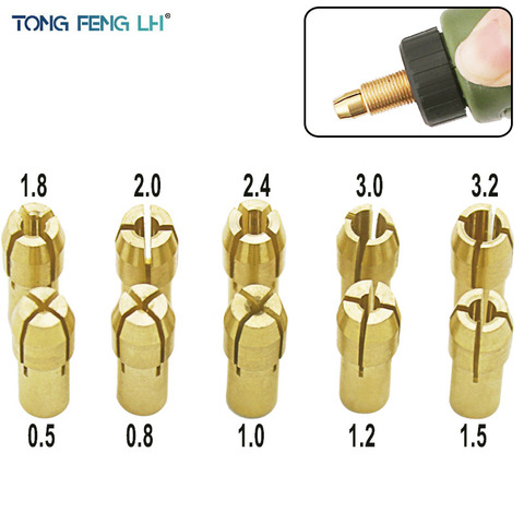 10PC/Set 0.5-3.2mm Copper Small Electric Drill Bit Collet Micro Twist Chuck Adapter Power Hand Rotory For DIY Tools Convenient ► Photo 1/6