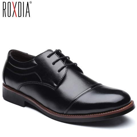 ROXDIA men dress shoes formal business work soft patent leather pointed toe for man male men's oxford flats RXM074 size 39-48 ► Photo 1/6