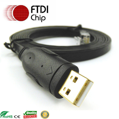 gold plated 6ft ftdi usb rs232 to rj45 console cable 72-3383-01 for juniper huawei 3com cisco routers ► Photo 1/6