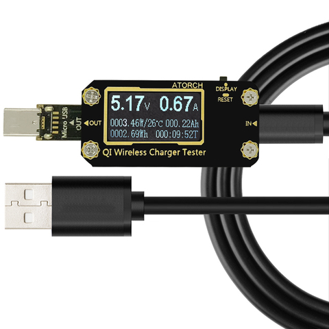 QI Wireless Charger 7 in 1 USB tester DC Digital voltmeter amperimetro voltagecurrent meter ammeter detector power bank charger ► Photo 1/5