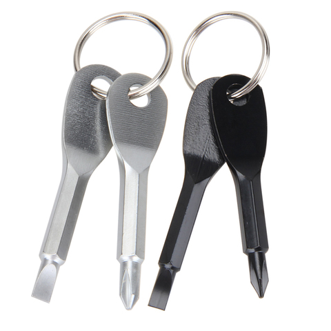 2pcs Stainless Steel Multi Tools Key Ring EDC Screwdriver Set Pocket Outdoor Tool Set Multitools Keychain Pesca Sliver Black ► Photo 1/6