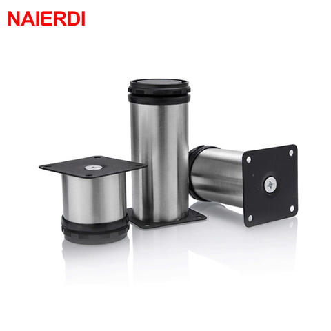 4PCS NAIERDI 5CM-30CM Furniture Adjustable Cabinet Legs Stainless Steel Table Sofa Bed Home Metal Foot With Screws Hardware ► Photo 1/6
