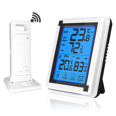 Touch screen Weather Station + Outdoor Forecast Sensor Backlight Thermometer Hygrometer Wireless weather station ► Photo 1/5