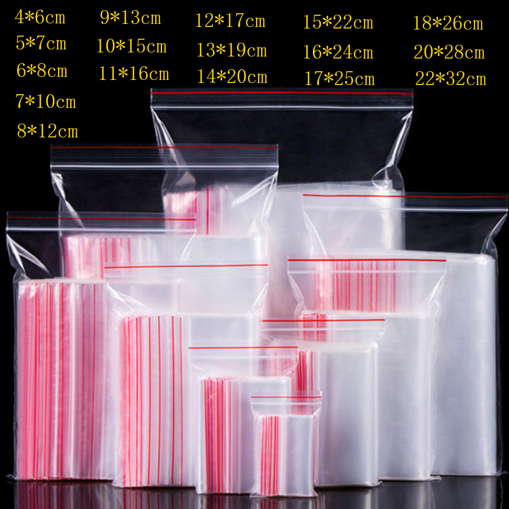 100pcs Transparent Plastic Self-sealing Bags (size: 4*6cm, 6*8cm