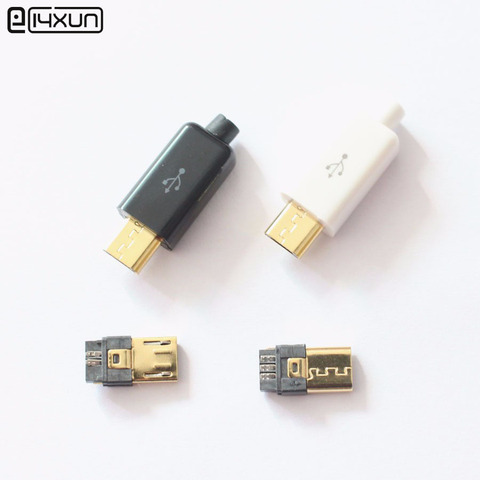 10sets 4 in 1 5 pin DIY Micro USB Type B Male 5pin Four Piece Jack connector plug Tail Charging port colour white and black ► Photo 1/5