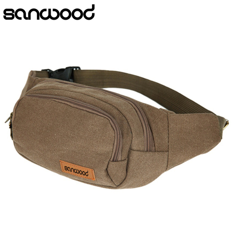 Canvas Three Zipper Pockets Fanny Pack Chest Waist Bag with Cell Phone Pouch ► Photo 1/6