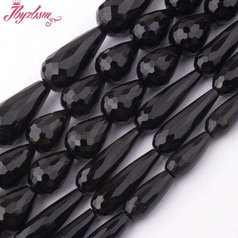 Black Faceted Drop Beads Agates Natural Stone Beads For DIY Necklace Bracelets Woman Beads Jewelry Making 15