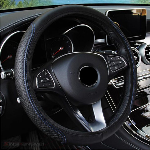 Fashion 6 Colors Car Steering Wheel Cover Volant Artificial Leather Braid on the Steering-wheel Funda Volante Auto Car Styling ► Photo 1/5