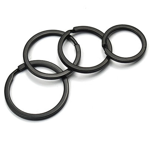 5/10pcs Black Metal Split Ring Keyring Double Loop Key Chain 25-32mm