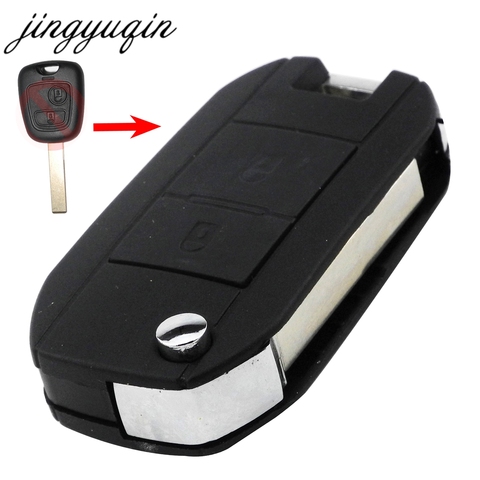 jingyuqin VA2/HCA Car Flip Folding Key Shell For Peugeot 307 107 207 607 407 Modified Remote Entry Key Fob Case 2 Buttons ► Photo 1/5