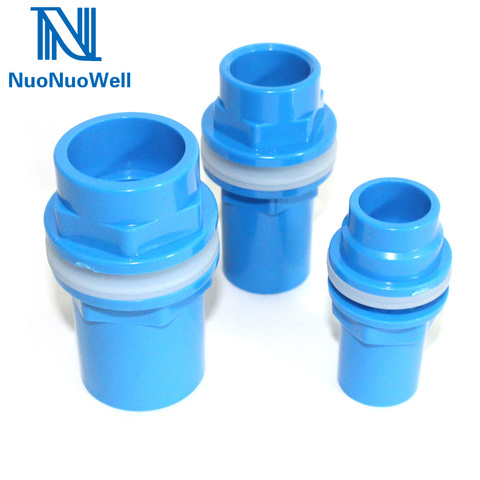NuoNuoWell 20/25/32/40mm Blue BulkHead Aquarium Marine Pipe Fitting Connector Waterproof PVC Connector Water Tank Outlet ► Photo 1/5