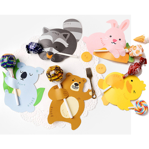 50Pcs Cute Animal Duck Bear Candy Lollipop Decoration Cards Wedding Kids Birthday Party Supplies Candy Gift Accessories Rabbit ► Photo 1/6