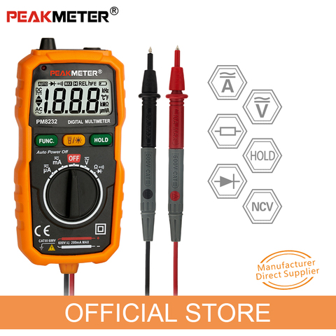 Official PEAKMETER New Hot Sale Non-Contact Mini Digital Multimeter DC AC Voltage Current Tester PM8232 Ammeter Multi tester ► Photo 1/6