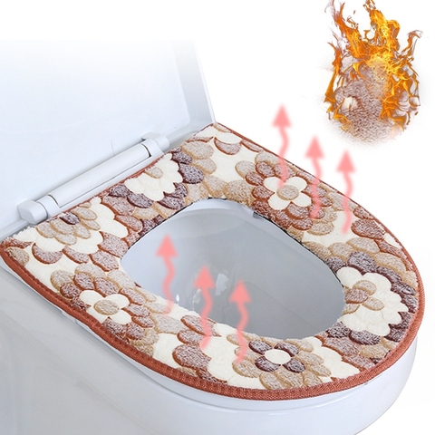 U type Toilet Mat Winter Thick Coral Fleece  Toilet Seat Cover  Bathroom Universal Toilet Cushion Accessories Dropshipping ► Photo 1/6