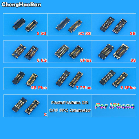 ChengHaoRan Power Volume On Off FPC Connector Plug On Motherboard Replacement for iPhone 5 5C 5S SE 6 6S 7 8 Plus X ► Photo 1/1
