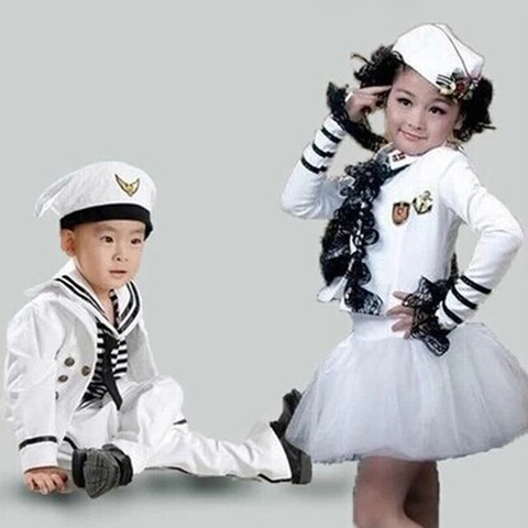 Kids Girl Boy Baby Navy Sailor Marine Stripe Costume Party Hat +Tops + Pant ► Photo 1/1