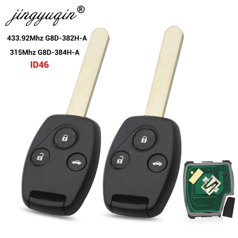 jingyuqin 315Mhz/433.92Mhz Remote Key for Honda for Accord Element CR-V HR-V City Odyssey Civic Car 2/3B G8D-382H-A G8D-384H-A ► Photo 1/4