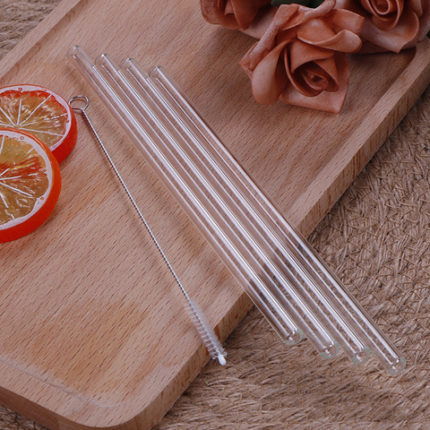4Pcs Straight Glass Tube Reusable Drinking Straw Sucker With Cleaning BrushEvents Party Favors Supplies ► Photo 1/6