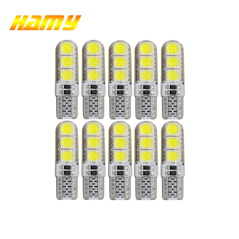 10x W5W T10 Car Signal LED Bulb COB Interior Light 12V Super Bright White Auto Reading Wedge Side License Plate Lamp 6SMD White ► Photo 1/6