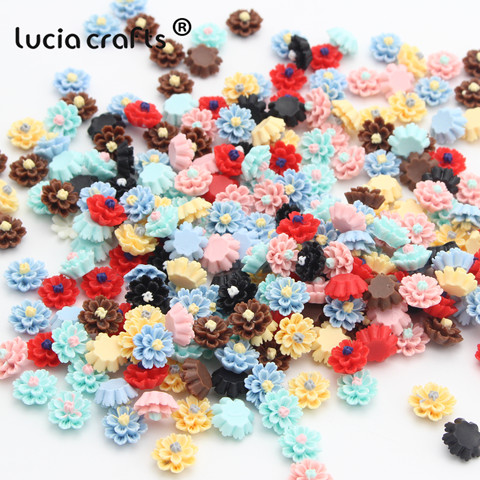 Lucia crafts 50pcs/lot 12mm Multi Option Resin Flatback Flower DIY Crafts Home Hairpin Headwear Handmade Accessories F0611 ► Photo 1/6