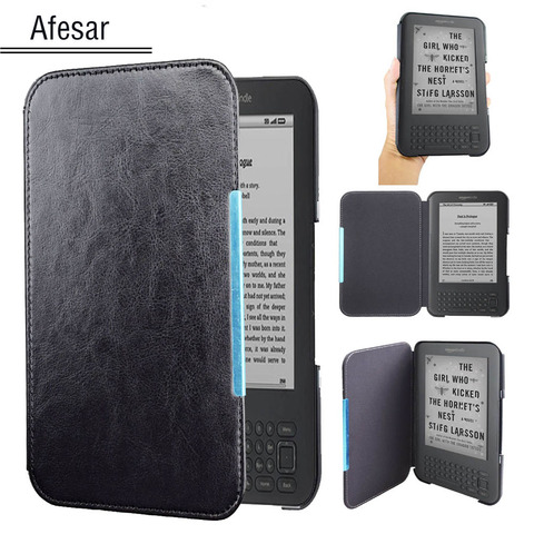 Flip Book cover case for Amazon Kindle 3 3rd D00901 Ereader leather pocket case magnet closured Kindle Keyboard (3rd Gen) pouch ► Photo 1/6