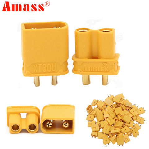 100pcs/lot  Amass XT30U 2mm Antiskid Plug Connector Male+Female 2mm Golden Connector / Plug  Upgrade XT30 ( 50 Pair ) ► Photo 1/6