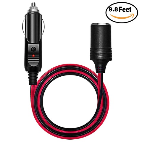 WHDZ Universal car styling 12V 24V 10A Car Accessory 3M Cigarette Lighter Socket Extension Cord Cable ► Photo 1/6