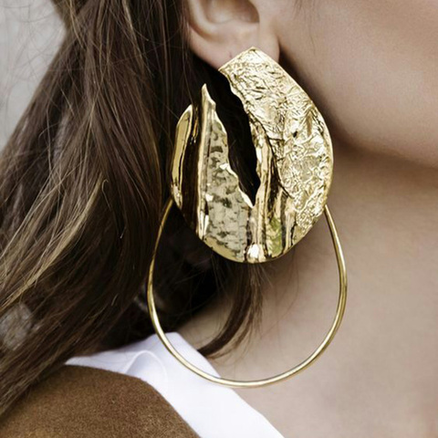 2022 ZA Metal Alloy Big Circle Earrings Women Geometric Statement