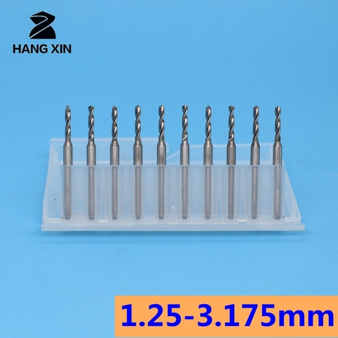Tungsten Carbide  pcb drill bits micro 10pcs 1.25-3.175mm 10PCS CNC Router Wood Tool Mini Carving Metalworking core drill bit ► Photo 1/1