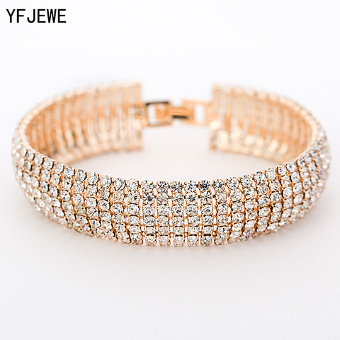 Luxury Crystal Bracelets For Women Gold and Silver Plated Link Bracelet Bangle Fashion Full Rhinestone Jewelry For Women #B011 ► Photo 1/6