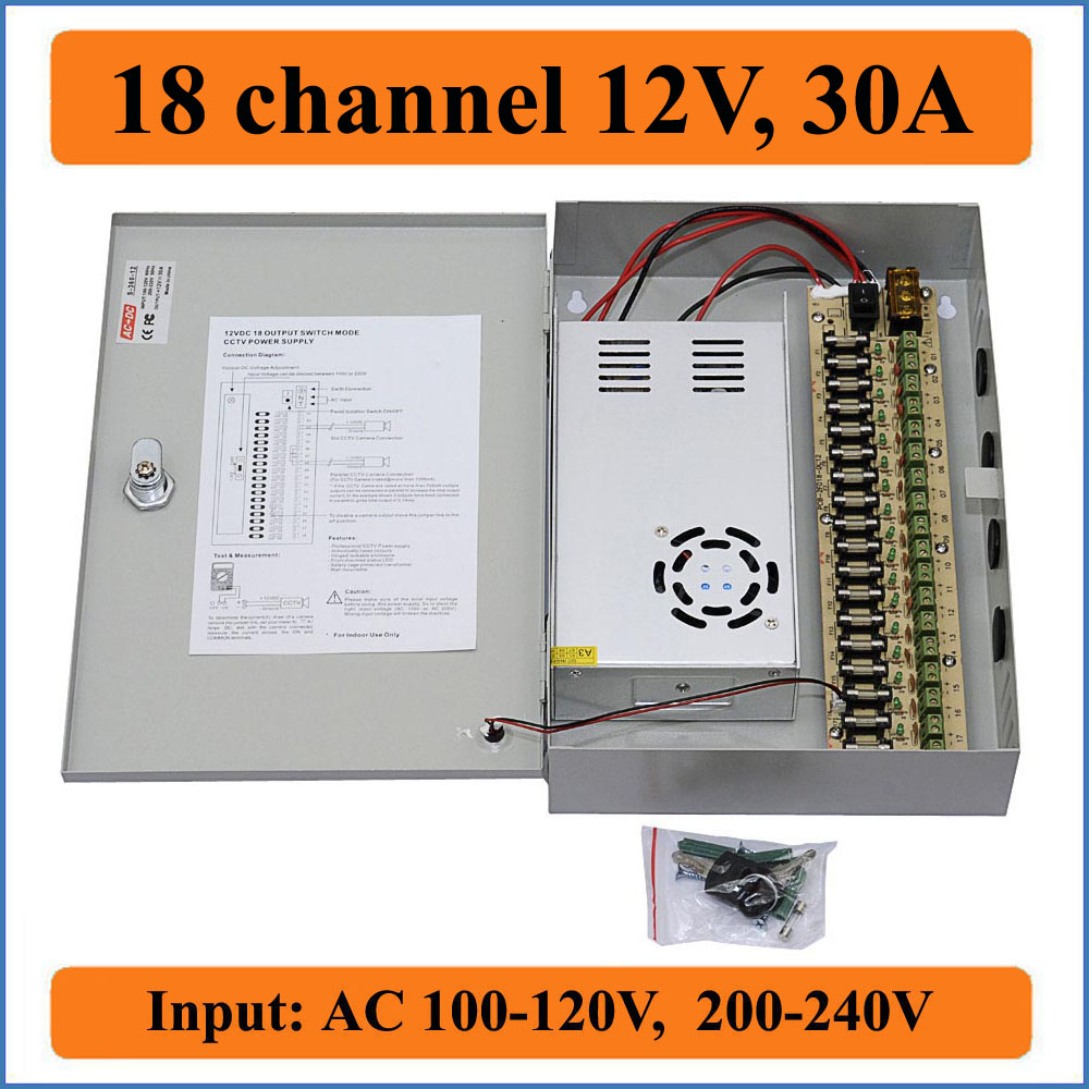 18 channel DC12V 30A CCTV Camera Power Box IR Illuminator Control for DVR  CCTV Camera switching Power Supply Box 18CHs Port 30A - Price history &  Review