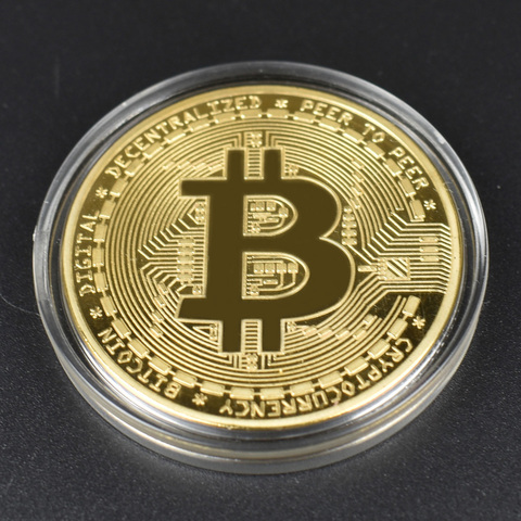 1pcs Hot sale Cheap Gold BItcoin Coin with Plastic shell Bit Coin BTC Cryptocurrency Physical metal coin for Colllection ► Photo 1/5