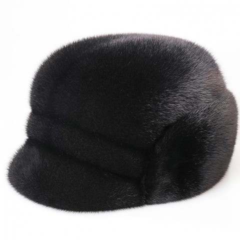 2022 new men mink fur hat New Fashion Men's real Mink Fur Winter Warm Hat / Cap Flat frosted marten fur Hat ► Photo 1/6