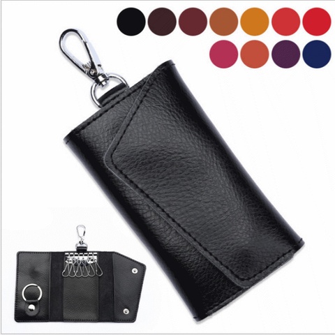 Fashion Simple Key Holder Leather Wallet Unisex Solid Key Wallet Organizer Bag Car Housekeeper Wallet Card Holder ► Photo 1/6