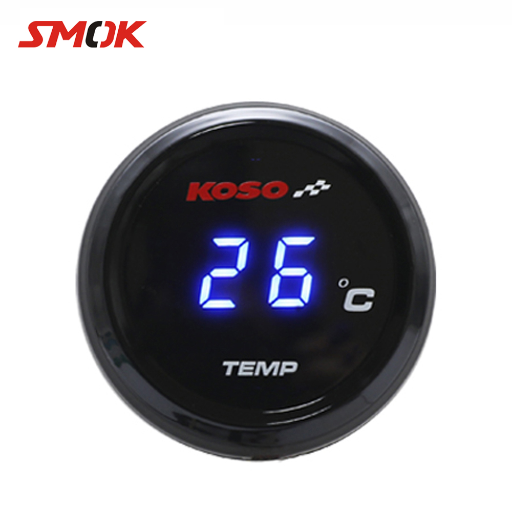 For KOSO Motorcycle Thermometer Meter Temp Temperature Digital Display Blue