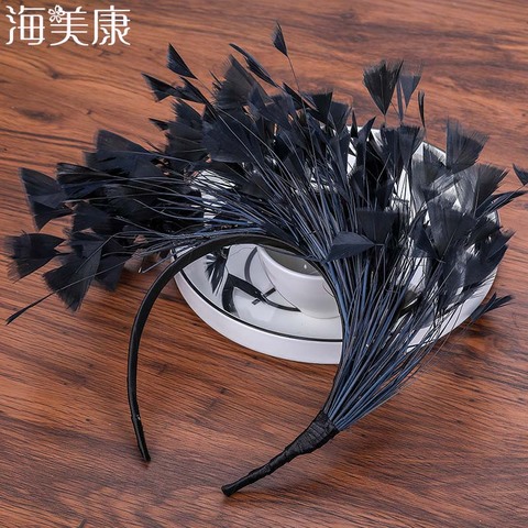 Haimeikang Feativel Hairband Female Feather Headband Hair Accessories Headdress Party Hair Head Decoration Crown ► Photo 1/6