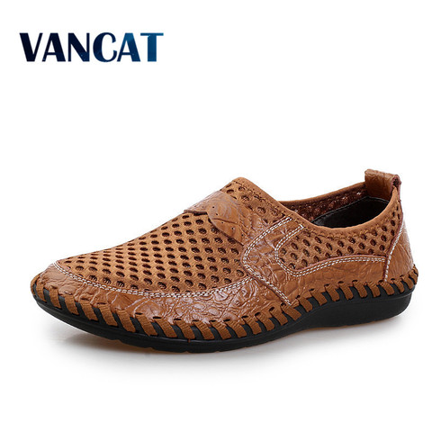 2022 Summer Breathable Mesh Shoes Mens Casual Shoes Genuine Leather Slip On Brand Fashion Summer Shoes Man Soft Comfortable ► Photo 1/6