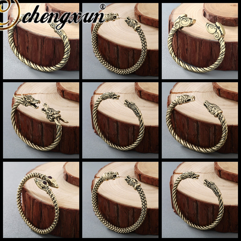 CHENGXUN  Viking Dragon Bangle Men Boys Bracelets Norse Jewelry Accessories Screw Nail Bangle Punk Gothic  Jewelry Charm Gift ► Photo 1/6
