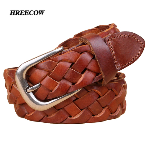 hot fashion luxury designer Weaving belt women high quality full grain real genuine leather girdle breathable belt for jeans ► Photo 1/6