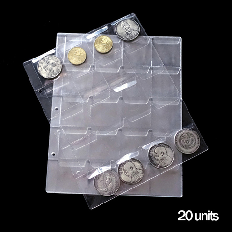 2016 New 10Pages/Lot 20 pices/Page general transparent PVC sheets for coins album loose-leaf inners of coin holders hot sale ► Photo 1/4