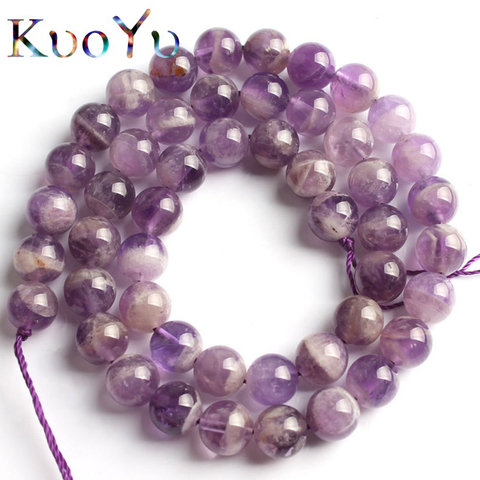Natural Stone Purple Crystals Amethysts Beads Round Loose Beads 15.5 strand 8 10 12MM For Jewelry Making Diy Bracelet Necklace ► Photo 1/5