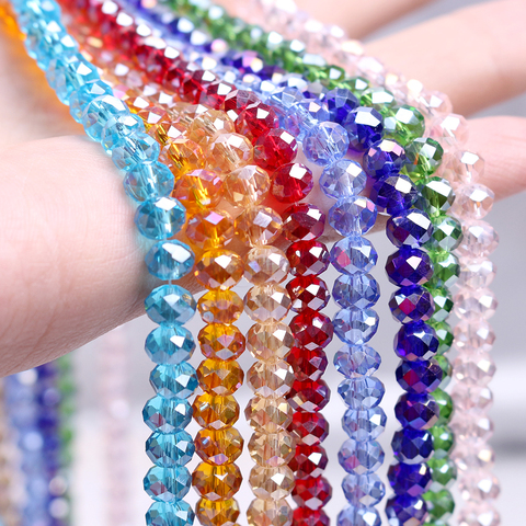 ZHUBI Crystal Round AB Oval Beads 8/10/12MM Faceted Rondelle Glass Beads Crafts Wholesale Needlework Accessories for Jewelry ► Photo 1/6