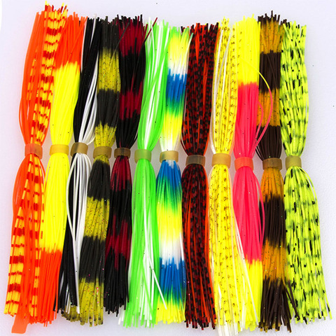 12 Bundles/Bag Mixed Color Silicone Skirts for Spinnerbait Buzzbait Rubber Jig Lures Squid Skirts Fly Tying Material ► Photo 1/5