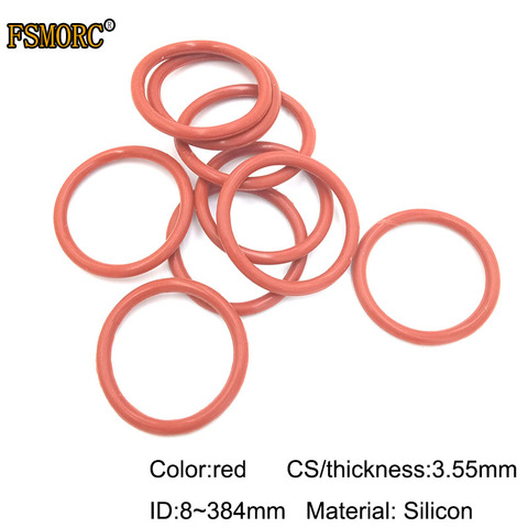 RED silicon o-rings ID8mm~384mm*3.55mm Thickness Food Grade Seals no poison Heat Resistance O Ring Seals Gaskets ► Photo 1/3